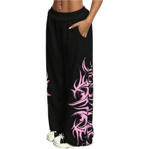 image:imageSOLY HUX Womens Y2k Baggy Sweatpants Wide Leg Graphic Grunge Goth 2000s Emo Pants Streetwear with PocketsBlack Graphic Print