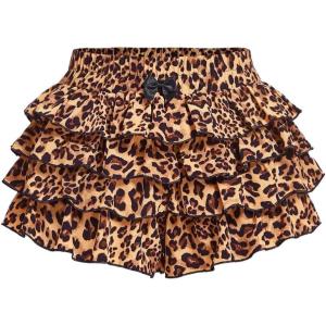 image:imageSOLY HUX Womens Y2k Leopard Ruffle Mini Shorts Cheetah Print Elastic Waist Bow Layered Bloomer ShortsBrown Leopard