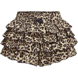 image:imageSOLY HUX Womens Y2k Leopard Ruffle Mini Shorts Cheetah Print Elastic Waist Bow Layered Bloomer ShortsMulticoloured Leopard