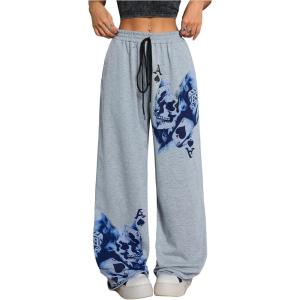 image:imageSOLY HUX Womens Y2k Sweatpants Drawstring Waist Wide Leg Gothic Grunge Pants StreetwearLight Grey