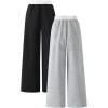 image:imageSOLY HUX Girls 2 Piece Baggy Sweatpants Elastic Waist Wide Leg Pants Casual Athletic TrousersGrey and Black