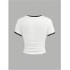image:imageSOLY HUX Girls Bow T Shirt Short Sleeve Crew Neck Graphic Tees Slim Crop Top Y2k Clothes StreetwearWhite Bow