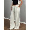 image:imageSOLY HUX Girls Casual Sweatpants Elastic Low Rise Wide Leg Baggy Long PantsPlain Light Grey