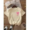 image:imageSOLY HUX Girls Cute Bow Graphic T Shirts Short Sleeve Crew Neck Loose Fit Summer Casual Tee TopsApricot Graphic