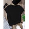 image:imageSOLY HUX Girls Cute Cat Graphic Tees Letter Print Short Sleeve T Shirts Preppy Clothes Summer TopsBlack Slogan