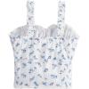 image:imageSOLY HUX Girls Ditsy Floral Print Frill Trim Cami Crop Top Cute Summer Tops Preppy ClothesWhite and Blue Ditsy Floral