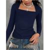 image:imageSOLY HUX Girls Long Sleeve T Shirt Square Neck Slim Fitted Tee Casual Fall TopsPure Dark Blue