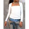 image:imageSOLY HUX Girls Long Sleeve T Shirt Square Neck Slim Fitted Tee Casual Fall TopsPure White