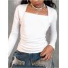 image:imageSOLY HUX Girls Long Sleeve T Shirt Square Neck Slim Fitted Tee Casual Fall TopsPure White