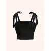 image:imageSOLY HUX Girls Square Neck Crop Tank Top Sleeveless Bow Tie Camisole Ruched Cute ClothesPlain Black