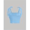 image:imageSOLY HUX Girls Square Neck Crop Tank Top Sleeveless Bow Tie Camisole Ruched Cute ClothesPlain Light Blue