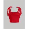 image:imageSOLY HUX Girls Square Neck Crop Tank Top Sleeveless Bow Tie Camisole Ruched Cute ClothesSolid Red