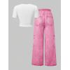 image:imageSOLY HUX Girls Y2k Clothes Star Graphic Crop Top and Baggy Pants Grunge 2 Piece Outfit StreetwearPink and White