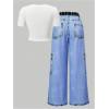 image:imageSOLY HUX Girls Y2k Clothes Star Graphic Crop Top and Baggy Pants Grunge 2 Piece Outfit StreetwearWhite Blue Star