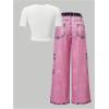 image:imageSOLY HUX Girls Y2k Clothes Star Graphic Crop Top and Baggy Pants Grunge 2 Piece Outfit StreetwearWhite Pink Star