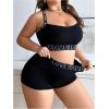 image:imageSOLY HUX Plus Size Lingerie for Women Matching Bra and Panty Sets for Curvy Women Bralette and Boyshorts PantiesBlack Letter