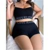 image:imageSOLY HUX Plus Size Lingerie for Women Matching Bra and Panty Sets for Curvy Women Bralette and Boyshorts PantiesBlack Letter