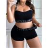 image:imageSOLY HUX Plus Size Lingerie for Women Matching Bra and Panty Sets for Curvy Women Bralette and Boyshorts PantiesBlack Letter