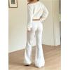 image:imageSOLY HUX Womens 2 Piece Outfits Off The Shoulder Crop Top and Flared Pants Set Sweatsuits Fall ClothesPlain White