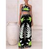 image:imageSOLY HUX Womens 3 Piece Swimsuit Printed One Shoulder High Waisted Bikini Set Bathing Suit with Cover Up PantsBlack and Green