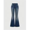 image:imageSOLY HUX Womens Bell Bottom Jeans Embroidery Y2k Stretch Flare Denim PantsDark Blue Embroidery