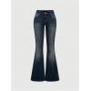 image:imageSOLY HUX Womens Bell Bottom Jeans Embroidery Y2k Stretch Flare Denim PantsDark Blue Graphic Embroidery