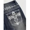 image:imageSOLY HUX Womens Bell Bottom Jeans Embroidery Y2k Stretch Flare Denim PantsDark Blue Graphic Embroidery