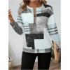 image:imageSOLY HUX Womens Color Block Printed Sweatshirt Half Zip Crew Neck Long Sleeve Casual Pullover TopsMulticolor Printed
