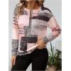 image:imageSOLY HUX Womens Color Block Printed Sweatshirt Half Zip Crew Neck Long Sleeve Casual Pullover TopsPink Printed