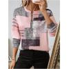 image:imageSOLY HUX Womens Color Block Printed Sweatshirt Half Zip Crew Neck Long Sleeve Casual Pullover TopsPink Printed