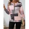 image:imageSOLY HUX Womens Color Block Printed Sweatshirt Half Zip Crew Neck Long Sleeve Casual Pullover TopsPink Printed