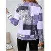 image:imageSOLY HUX Womens Color Block Printed Sweatshirt Half Zip Crew Neck Long Sleeve Casual Pullover TopsPurple Printed