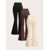 image:imageSOLY HUX Womens Flare Leggings 3 Packs Casual Bell Bottom Skinny Pants Going Out Outfit Fall ClothesBeige Brown Black
