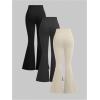image:imageSOLY HUX Womens Flare Leggings 3 Packs Casual Bell Bottom Skinny Pants Going Out Outfit Fall ClothesBeige Dark Grey Black