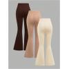 image:imageSOLY HUX Womens Flare Leggings 3 Packs Casual Bell Bottom Skinny Pants Going Out Outfit Fall ClothesBeige Khaki Brown