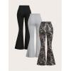image:imageSOLY HUX Womens Flare Leggings 3 Packs Casual Bell Bottom Skinny Pants Going Out Outfit Fall ClothesBlack Grey Camo