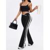 image:imageSOLY HUX Womens Flared Leggings High Waisted Side Striped Bell Bottom Workout Yoga PantsBlack and White