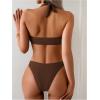 image:imageSOLY HUX Womens Halter Bikini Set V Neck Ring Linked Bathing Suit Summer Beach Two Piece SwimsuitPlain Coffee Brown