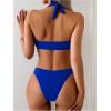 image:imageSOLY HUX Womens Halter Bikini Set V Neck Ring Linked Bathing Suit Summer Beach Two Piece SwimsuitPlain Royal Blue
