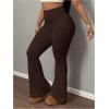image:imageSOLY HUX Womens High Waisted Flare Pants Elastic Waist Bell Bottom Workout Yoga PantsPure Brown
