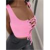 image:imageSOLY HUX Womens Lace Up Crop Tank Tops Sleeveless Scoop Neck Ribbed Slim Fit Going Out ShirtsPlain Pink