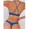 image:imageSOLY HUX Womens Mesh Solid Sheer See Through Lingerie Set Sexy Lace Bra and Panty 2 PieceDark Blue