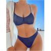 image:imageSOLY HUX Womens Mesh Solid Sheer See Through Lingerie Set Sexy Lace Bra and Panty 2 PieceDark Blue