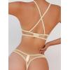 image:imageSOLY HUX Womens Mesh Solid Sheer See Through Lingerie Set Sexy Lace Bra and Panty 2 PiecePure Apricot