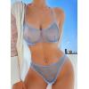 image:imageSOLY HUX Womens Mesh Solid Sheer See Through Lingerie Set Sexy Lace Bra and Panty 2 PiecePure Blue