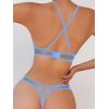 image:imageSOLY HUX Womens Mesh Solid Sheer See Through Lingerie Set Sexy Lace Bra and Panty 2 PiecePure Blue