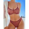 image:imageSOLY HUX Womens Mesh Solid Sheer See Through Lingerie Set Sexy Lace Bra and Panty 2 PiecePure Burgundy