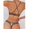 image:imageSOLY HUX Womens Mesh Solid Sheer See Through Lingerie Set Sexy Lace Bra and Panty 2 PiecePure Chocolate Brown
