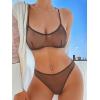 image:imageSOLY HUX Womens Mesh Solid Sheer See Through Lingerie Set Sexy Lace Bra and Panty 2 PiecePure Chocolate Brown