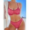 image:imageSOLY HUX Womens Mesh Solid Sheer See Through Lingerie Set Sexy Lace Bra and Panty 2 PiecePure Hot Pink
